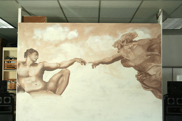 michaelangelo inspired fresco creation of adam fresco