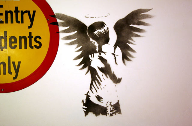 emo angel stencil street art