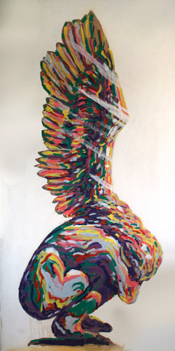 crouching angel multicolor large tinted pva on plaster
