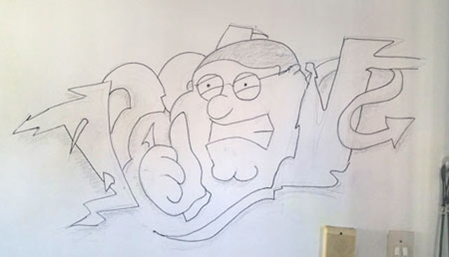 peter griffin psy graffiti
